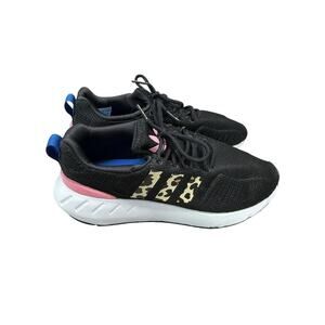 Adidas Athletic Sneakers Women 6 Black Pink Leopard Swift Run 22 Gym Running